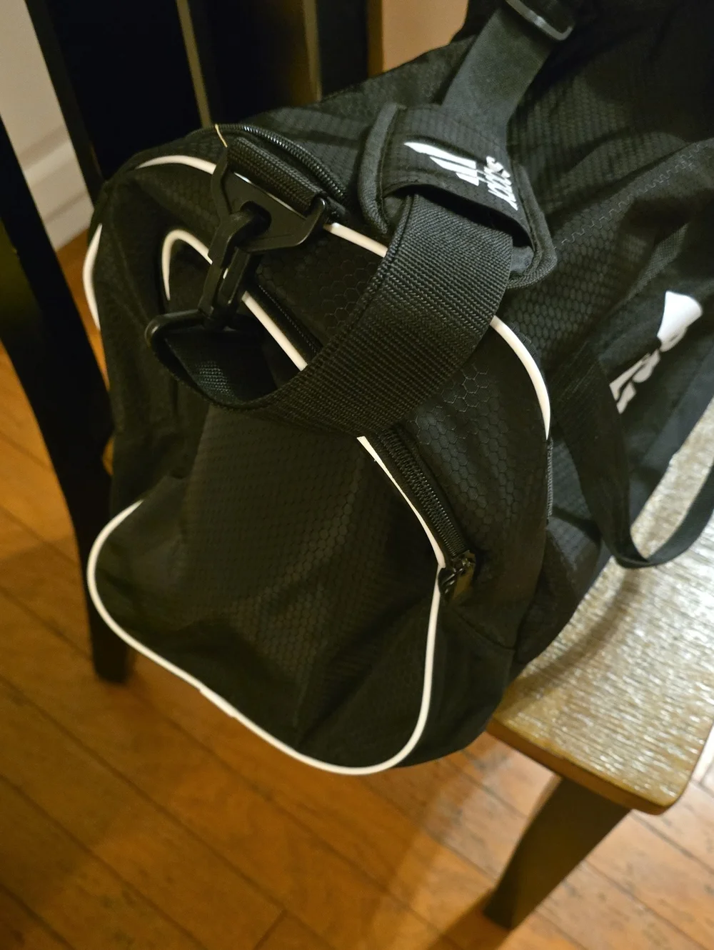 adidas black duffel